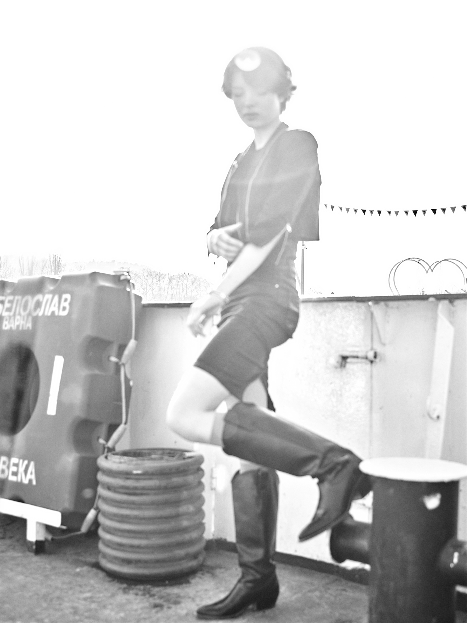 Stasia posing on the deck of the Beloslav ferry
